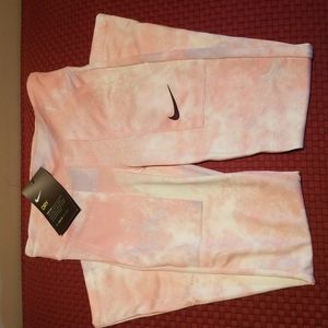 Small Pink and Grey Nike Girls Leggings with Pockets